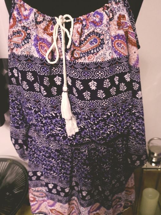 Sukienka lekka szelki lato wzory 42 lejaca