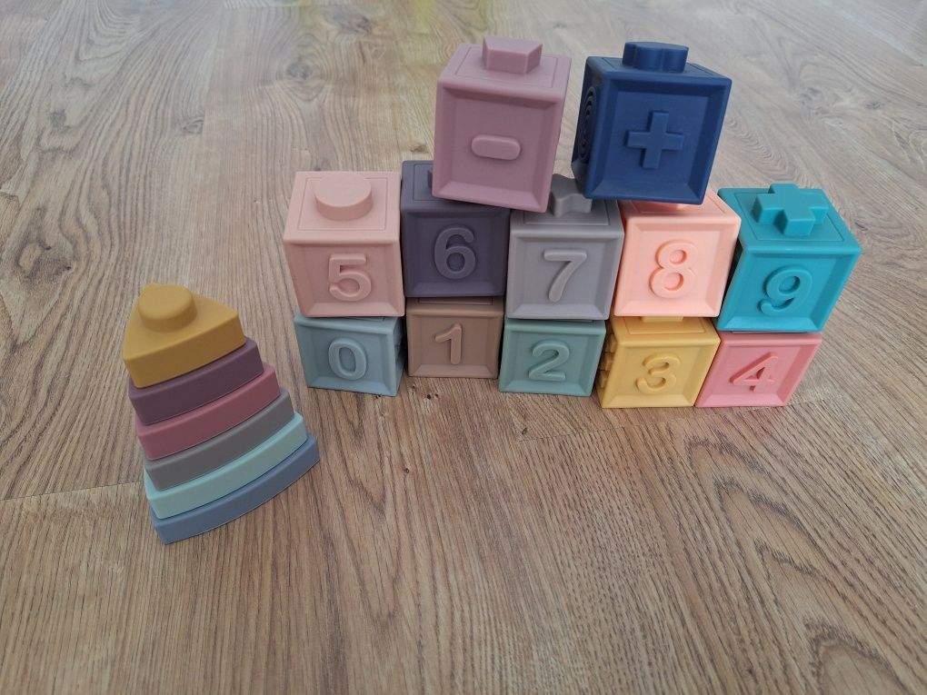 Zestaw zabawek FisherPrice i silikonowe dla maluszka