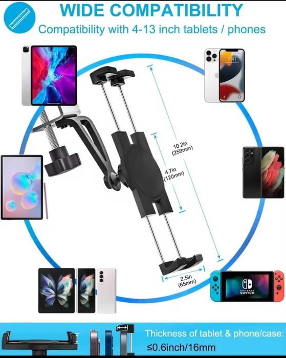 Phone or tablet stand for mounting on shelves, etc.64343215699203124