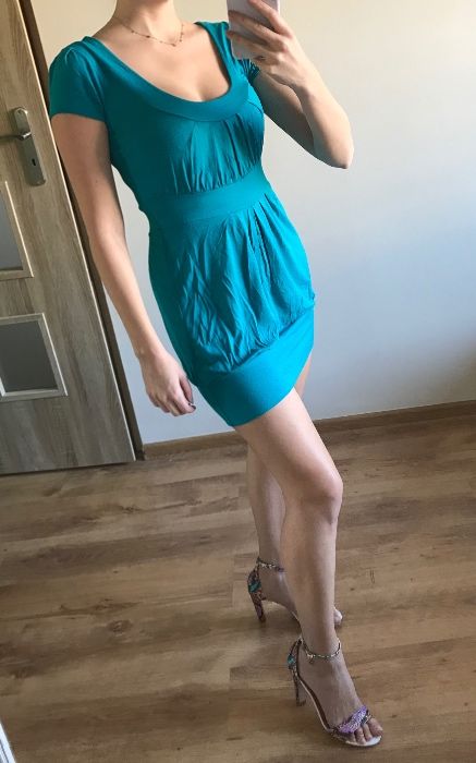 Turkusowa mini sukienka