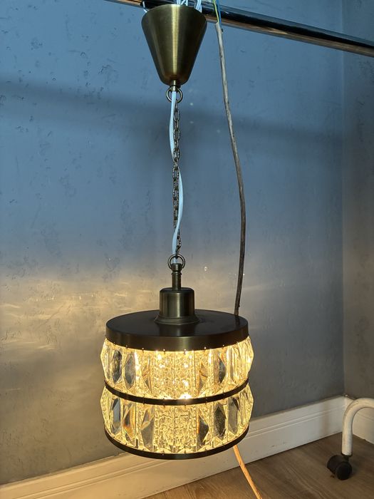 Hans Agne Jakobsson design żyrandol kryształ mosiądz vintage lata 60