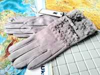 Nowe zimowe ocieplane rękawiczki damskie marki Code szare