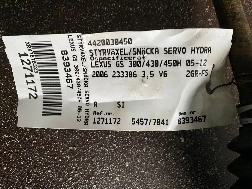 lexus gs 300/430/450h 05-12r b9a34166g20