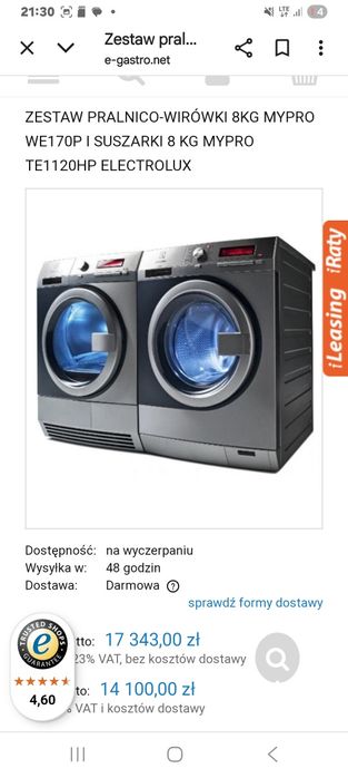 Zestaw pralnico-wirówka 8kg myPRO WE170 i suszarka 8 kg myPRO TE1120