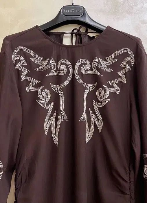 Сукня шоколад H&M вишиванка довга макси платье коричневое с вышивкой