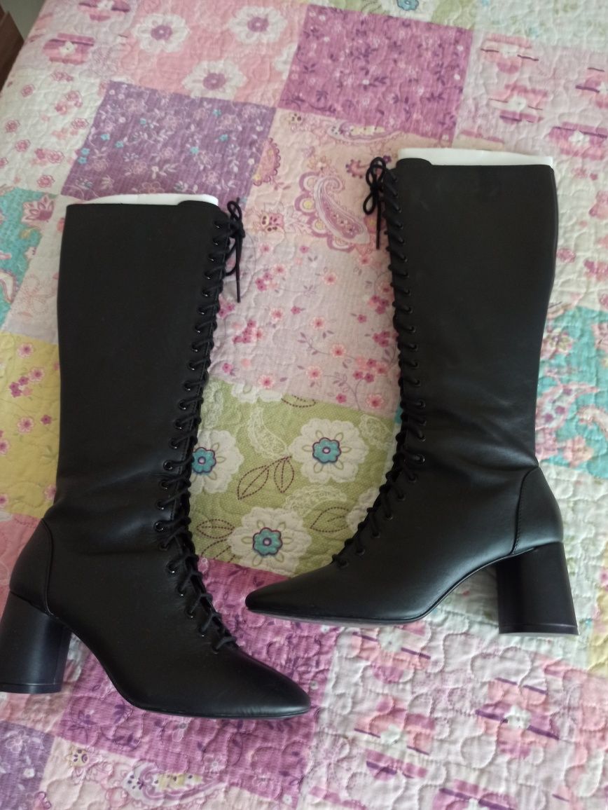 Botas Pele pretas 37 Zara