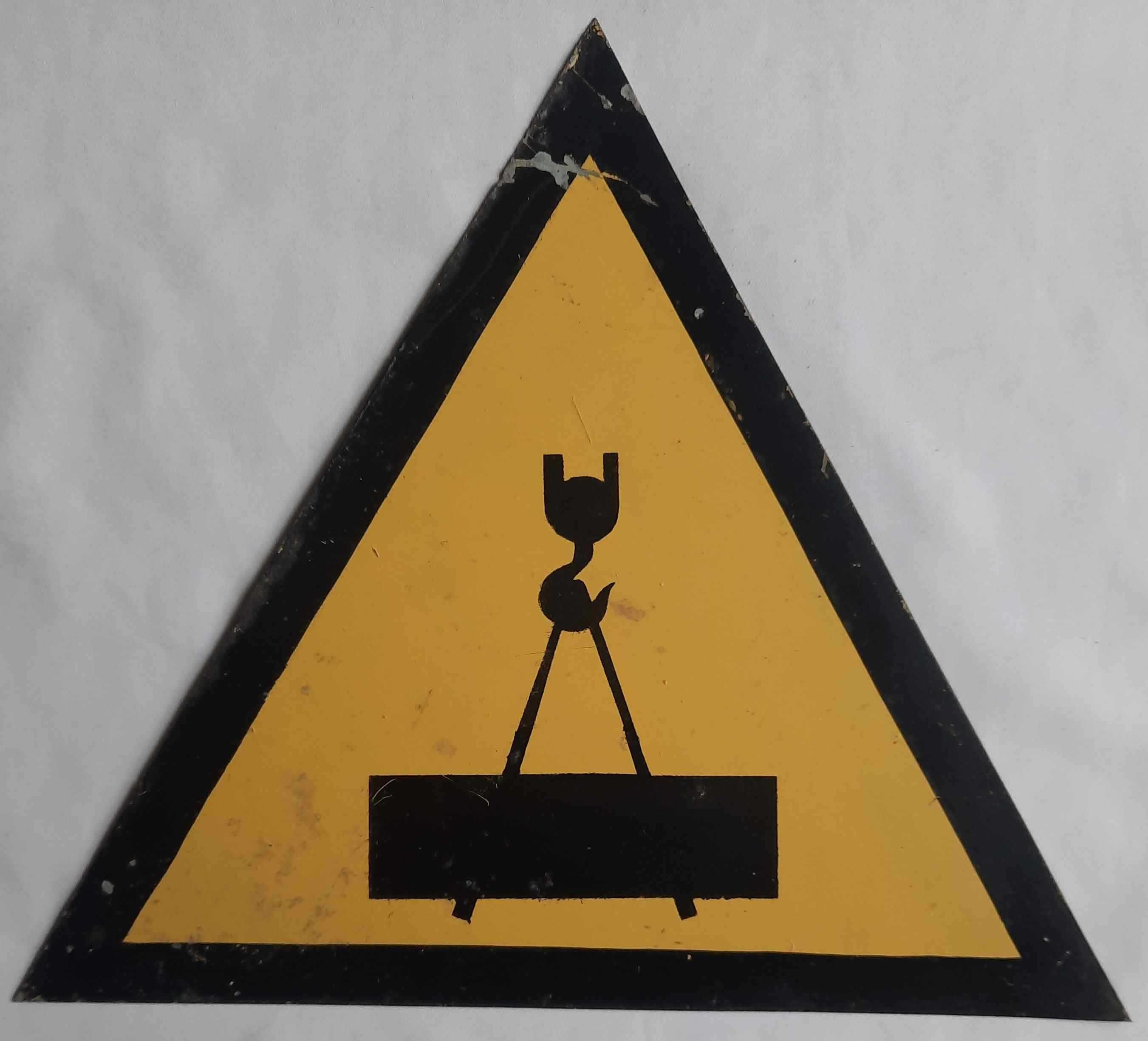 Tablica BHP Metalowa Dźwig PRL Vintage