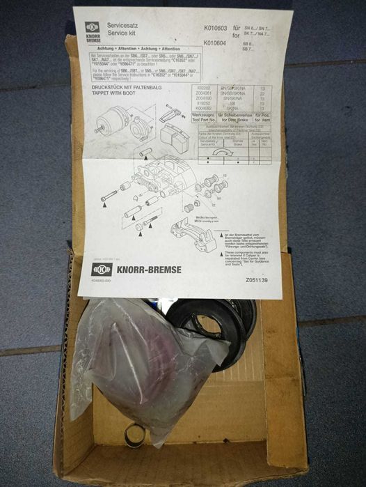 Zestaw naprawczy zacisku KNORR-BREMSE K010603 / K010604 – SN SB SK