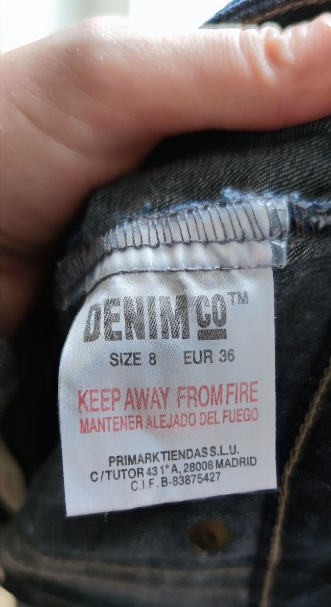 Jeansy denim z wysokim stanem guziki Primark 36/8/S