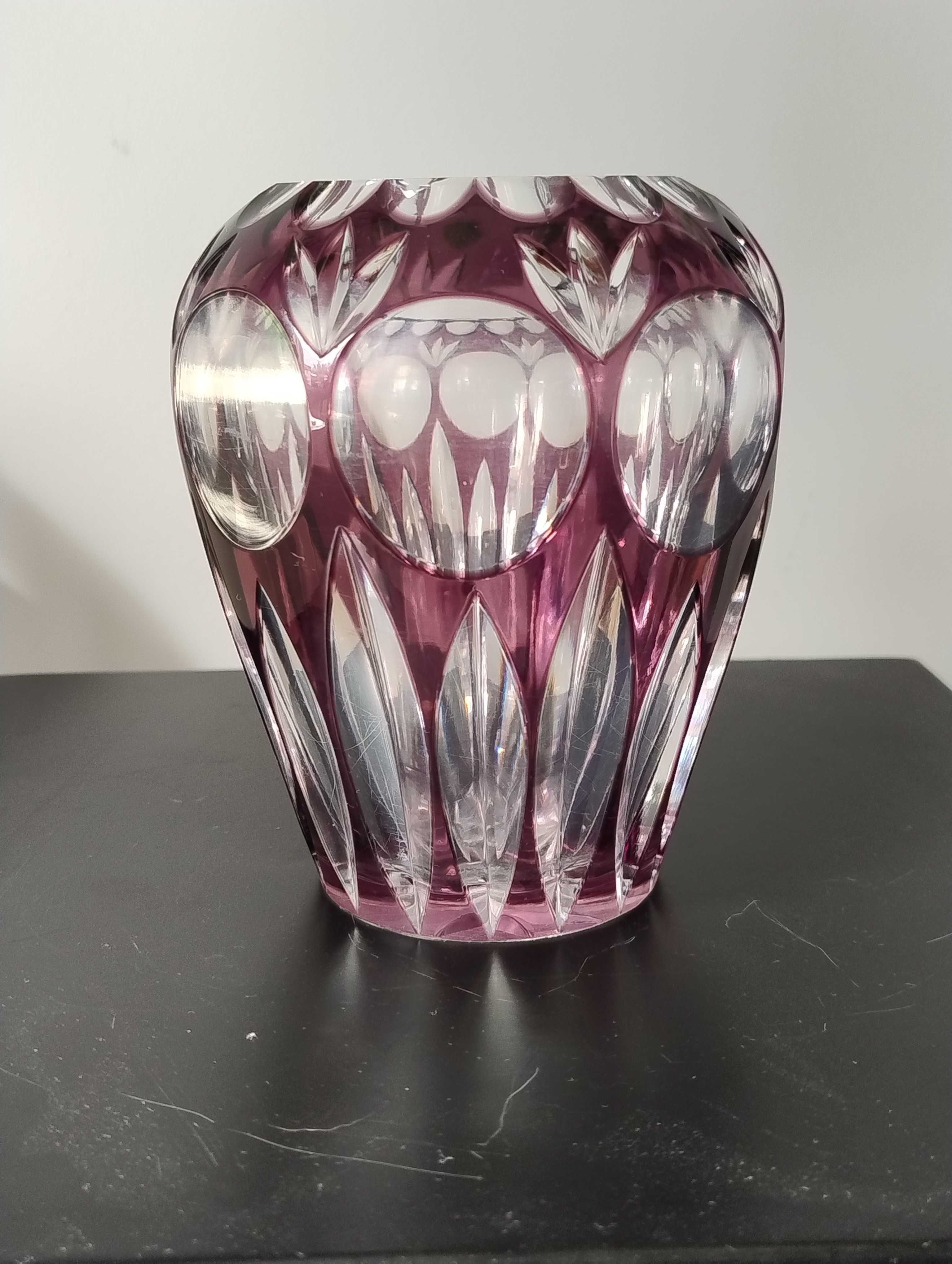Kryształ kryształowy wazon PRL śliwkowy