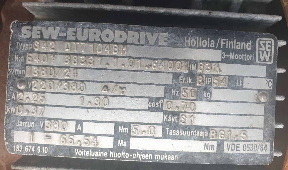 Przekładnia kątowa, Motoreduktor SEW 21 obr/min