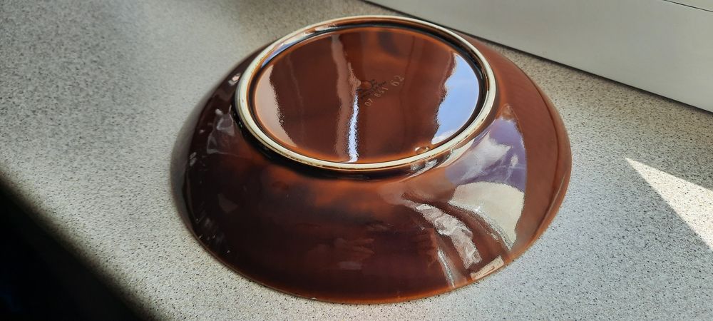 Złocony talerz głęboki Emka Pruszków PRL