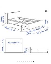 Cama IKEA branca, MALM como nova com estrado e colchão incluído