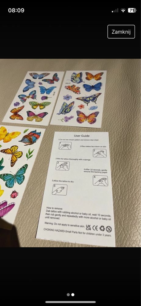 Tatuaże zestaw dla dziewczynki dla dzieci tatoo motyle