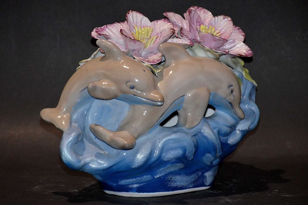 Porcelana Roceram ozdoba Delfiny, kolekcja porcelany 21cm