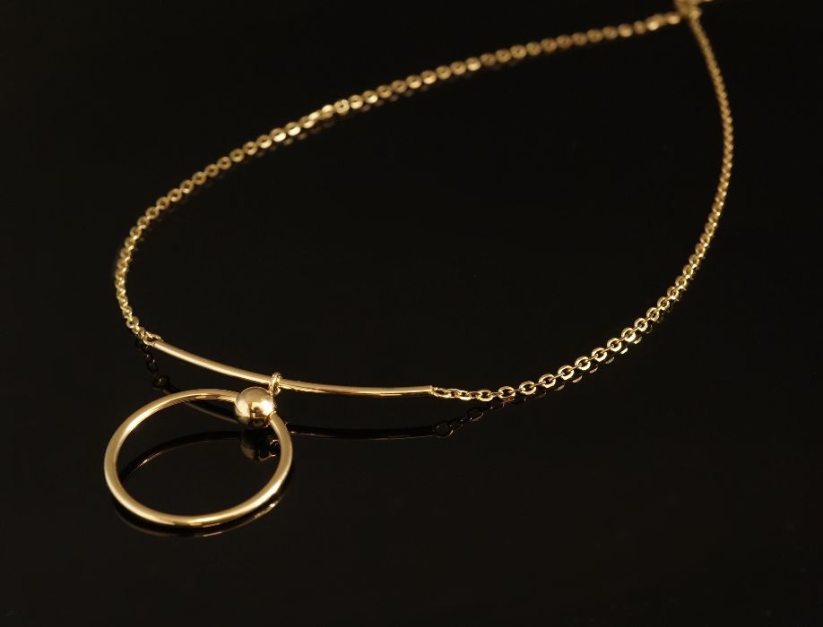złoto 585 - złoty łańcuszek Celebrytka z zawieszką