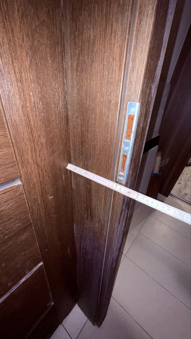 Drzwi Drewniane wewnętrzne 80cm ciężkie brązowe lewe z framugą - 2 szt