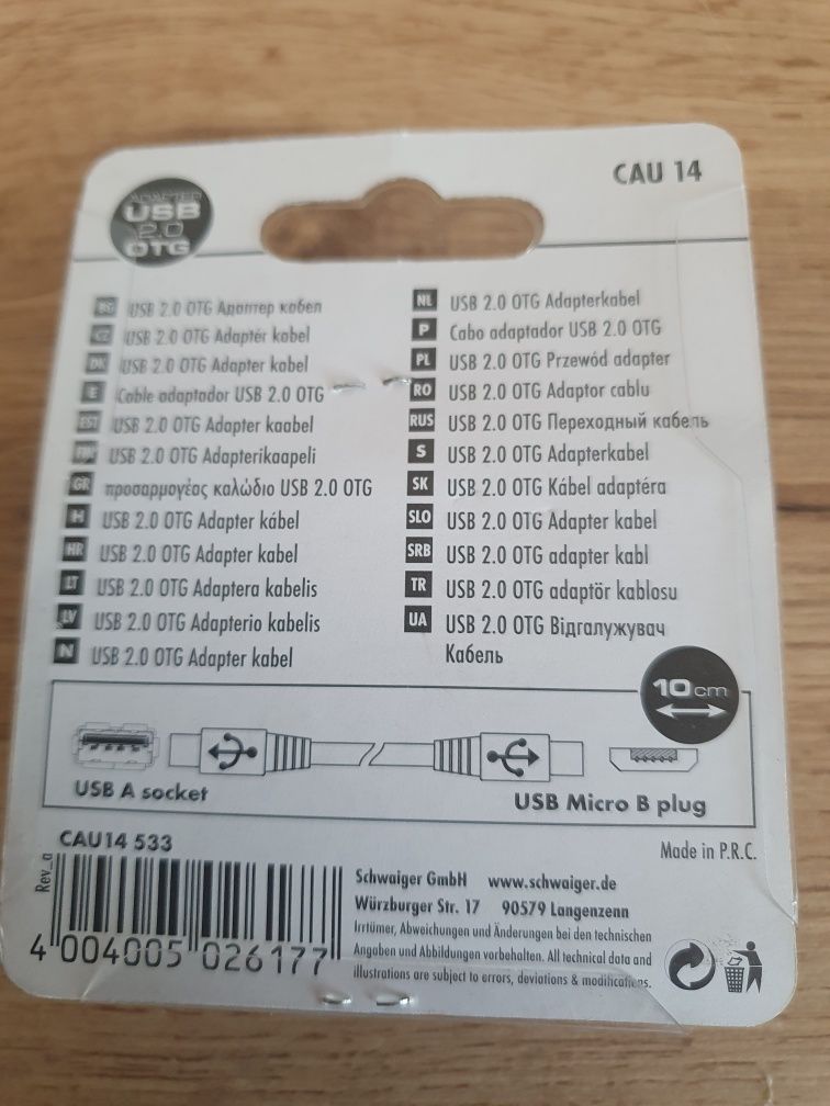 Przejściówka USB 2.0 OTG USB A - Micro B CAU 14 Schwaiger