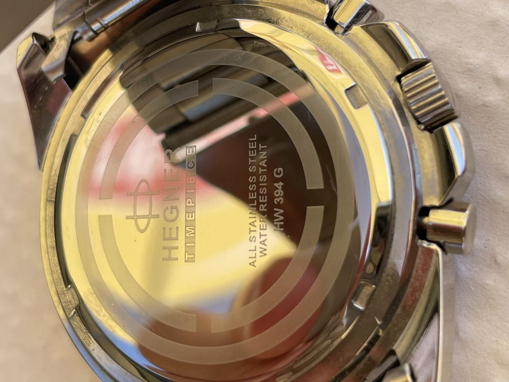 Relógio Hegner Chronograph HW 394 G – Aço inox, cronógrafo, como novo