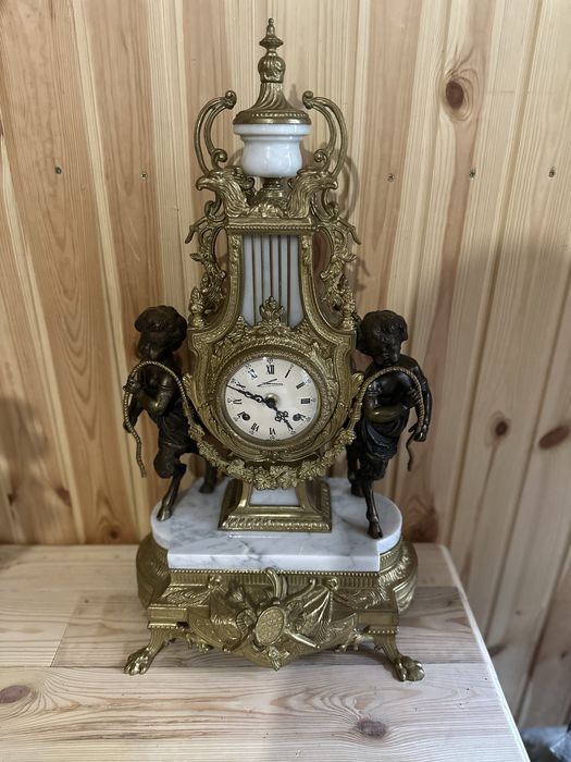 Годинник з канделябрами латунь/бронза, мрамор