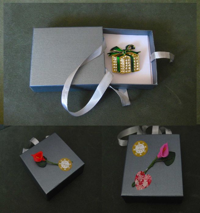 Alfinete / Broche / Pregadeira Presente c/ Laço Verde NOVO