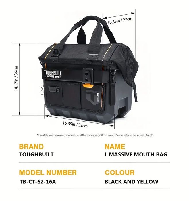 Акція!!! TOUGHBUILT Міцна сумка для інструментів з великим отвором