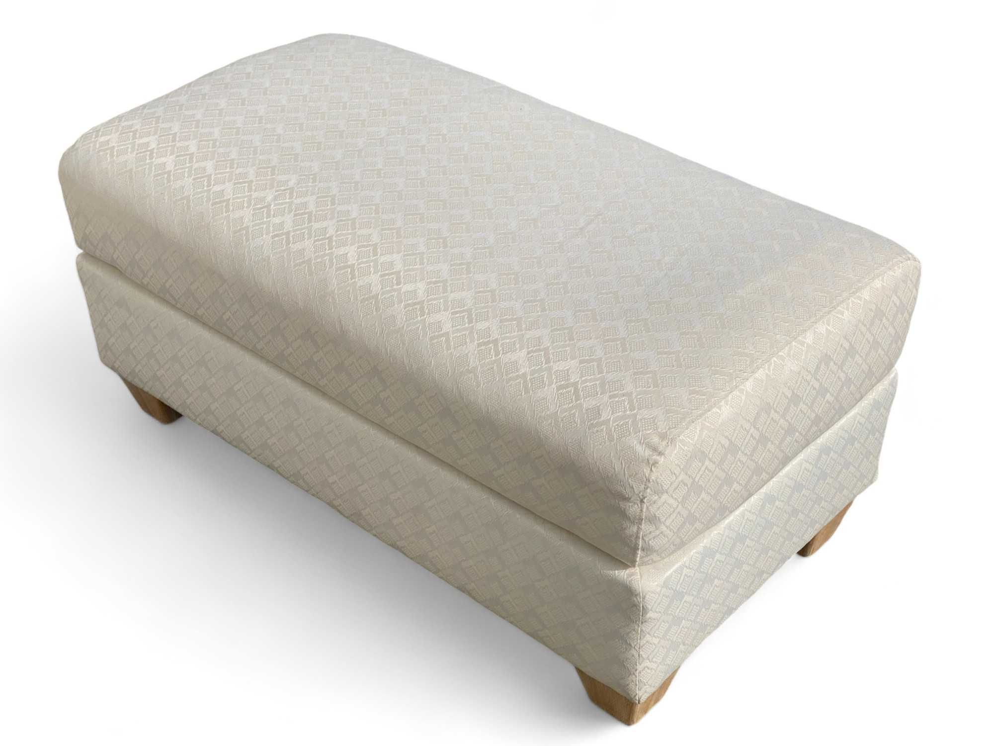 Jasna sofa dwu- trzyosobowa z pufą KOMPLET, biała kanapa