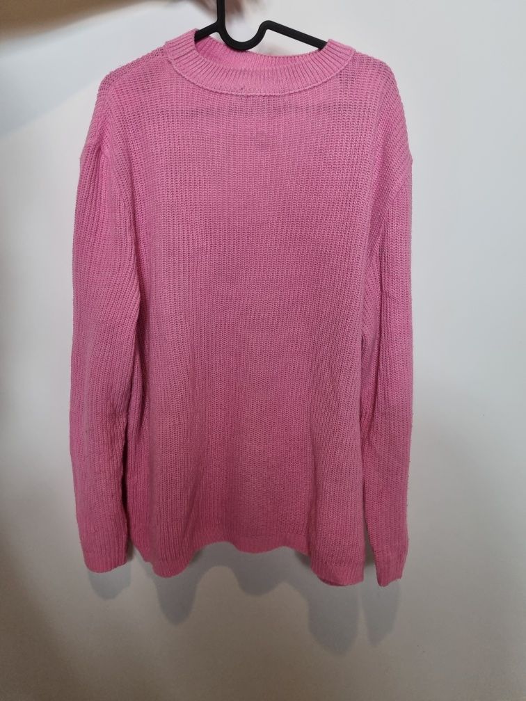 Atmosphere różowy sweter pasek przy szyji
