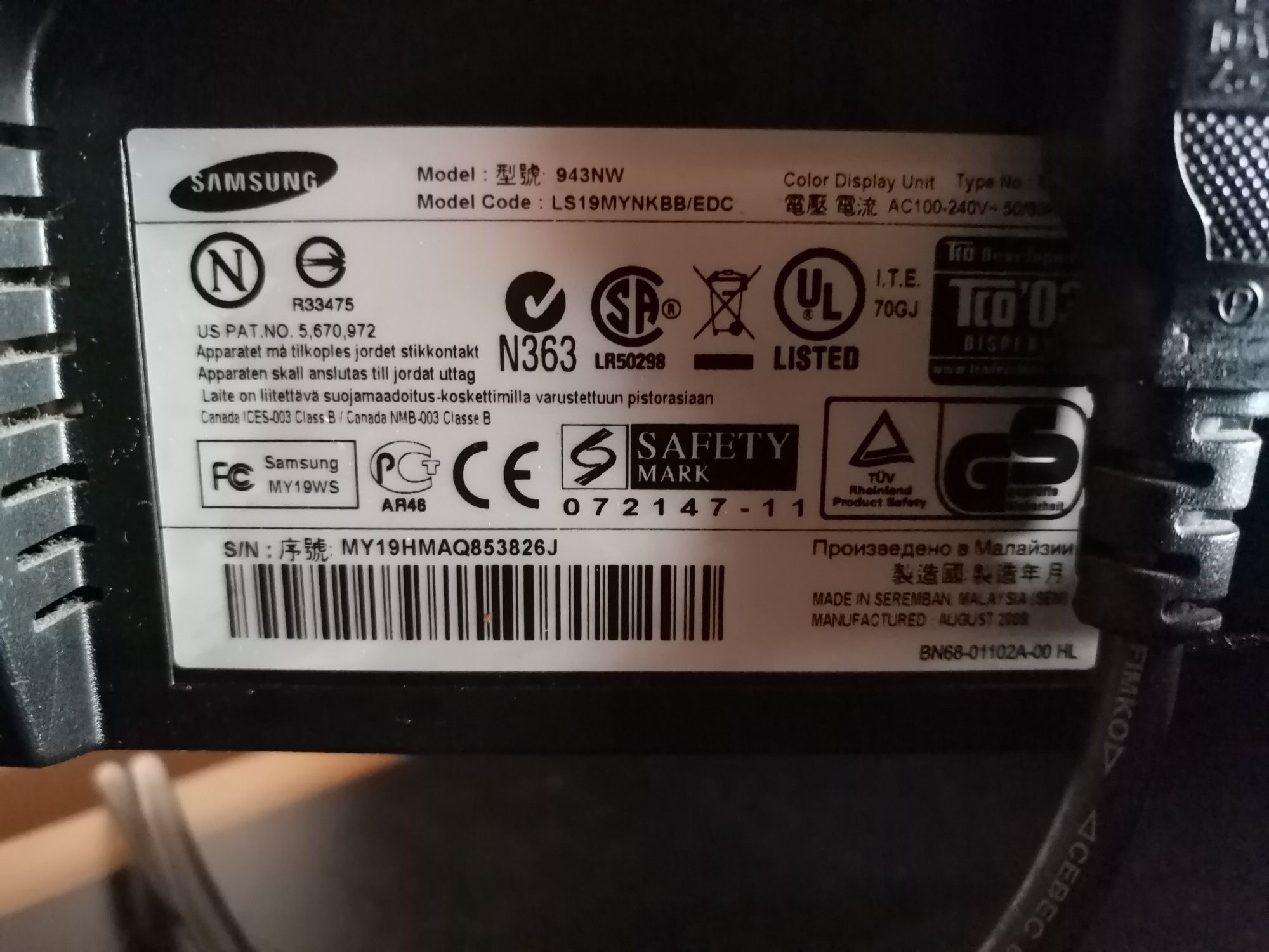 Monitor Samsung SyncMaster943nw