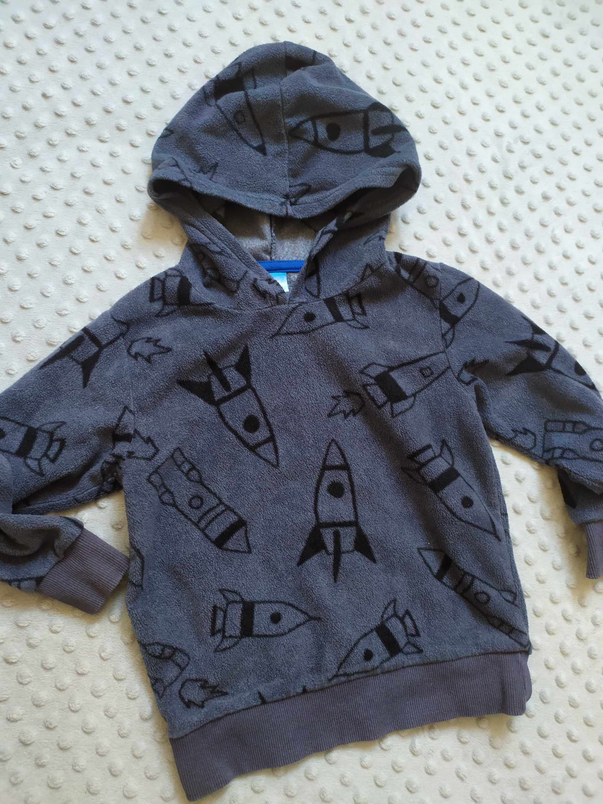 Bluza polarowa chłopięca z kapturem little kids 110 rakiety