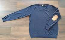 Męski sweter granatowy z łatami 60/62 XXL 2XL 3XL
