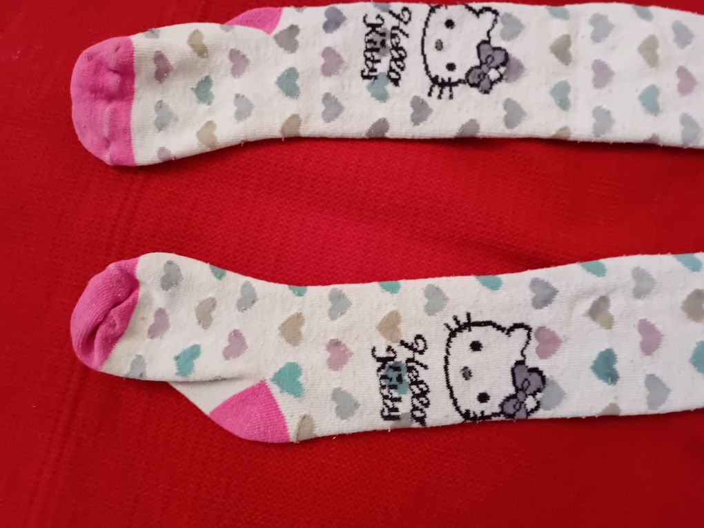 Dwie pary rajtuz hello Kitty białe