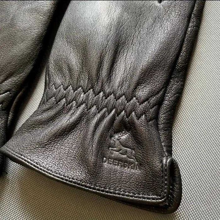 Новые кожаные утепленные перчатки мягкая оленья кожа.  L - ка