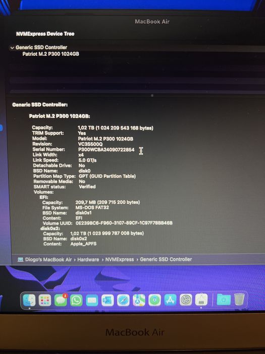 MacBook Air 13.3” 2017 - i5 / 8GB RAM / 1TB NVMe / Bateria nova