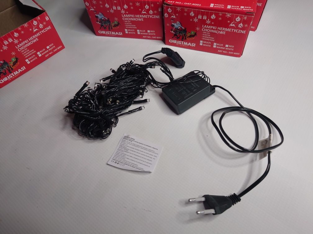 Lampki na choinkę 100 LED 8m Wewnętrzne Zimne białe Programator Mocne