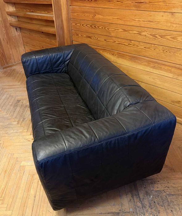 Kanapa czarna, skóra naturalna 180cm szerokość, w bardzo dobrym stanie