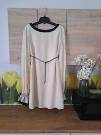 słodka kremowa mini sukienka/tunika Fearne cotton rozmiar 44 poliester
