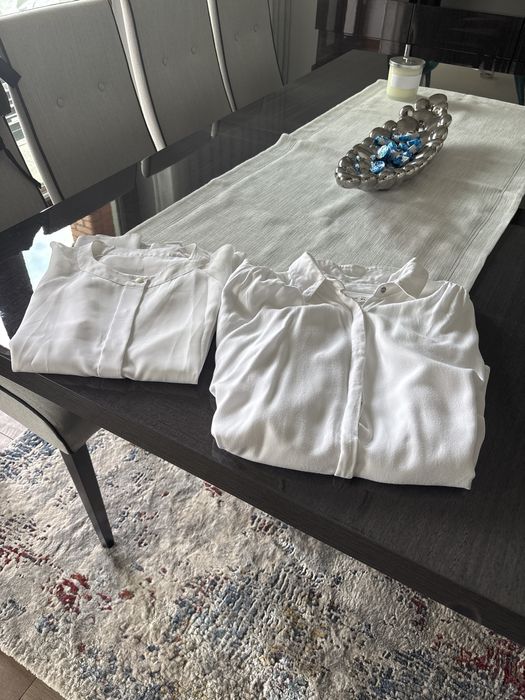 Dwie białe bluzki damskie  zestaw bluzka koszulowa r. 42 XL