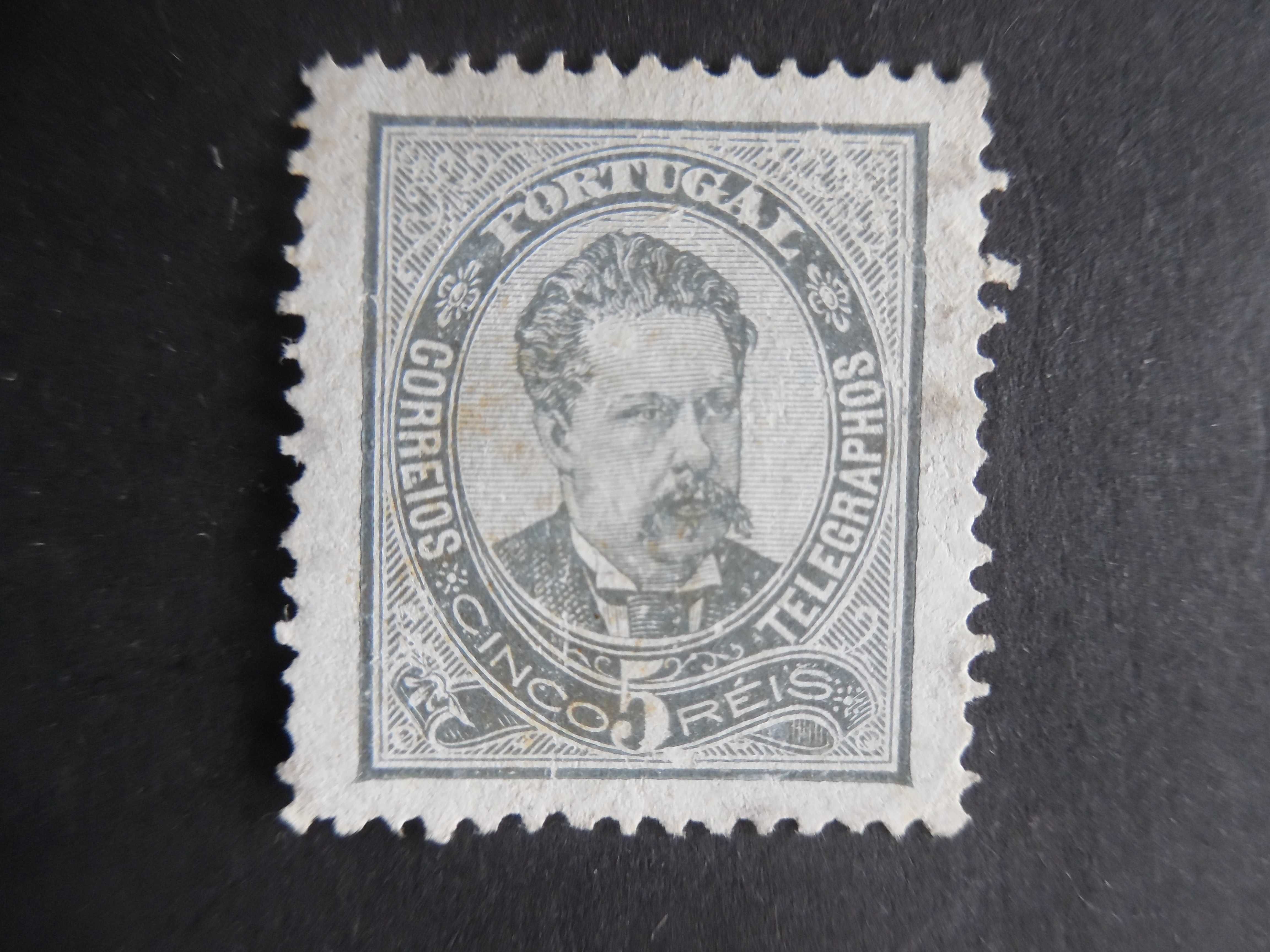Selos Portugal 1882- D. Luís de frente 5 reis parece novo S/goma