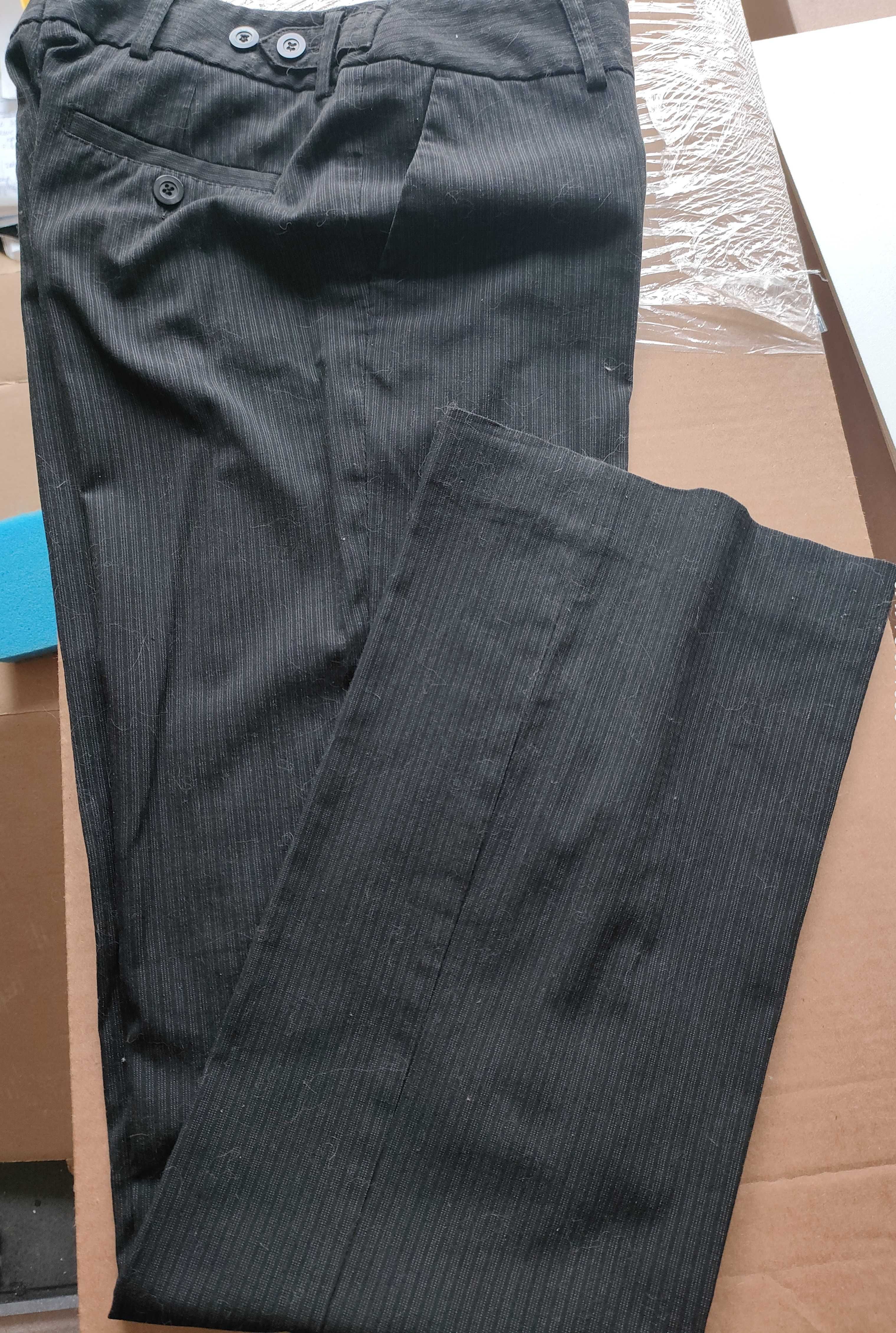 H&M_ Spodnie Garniturowe_Czarne/ Prążki_Proste_ 36_Lux