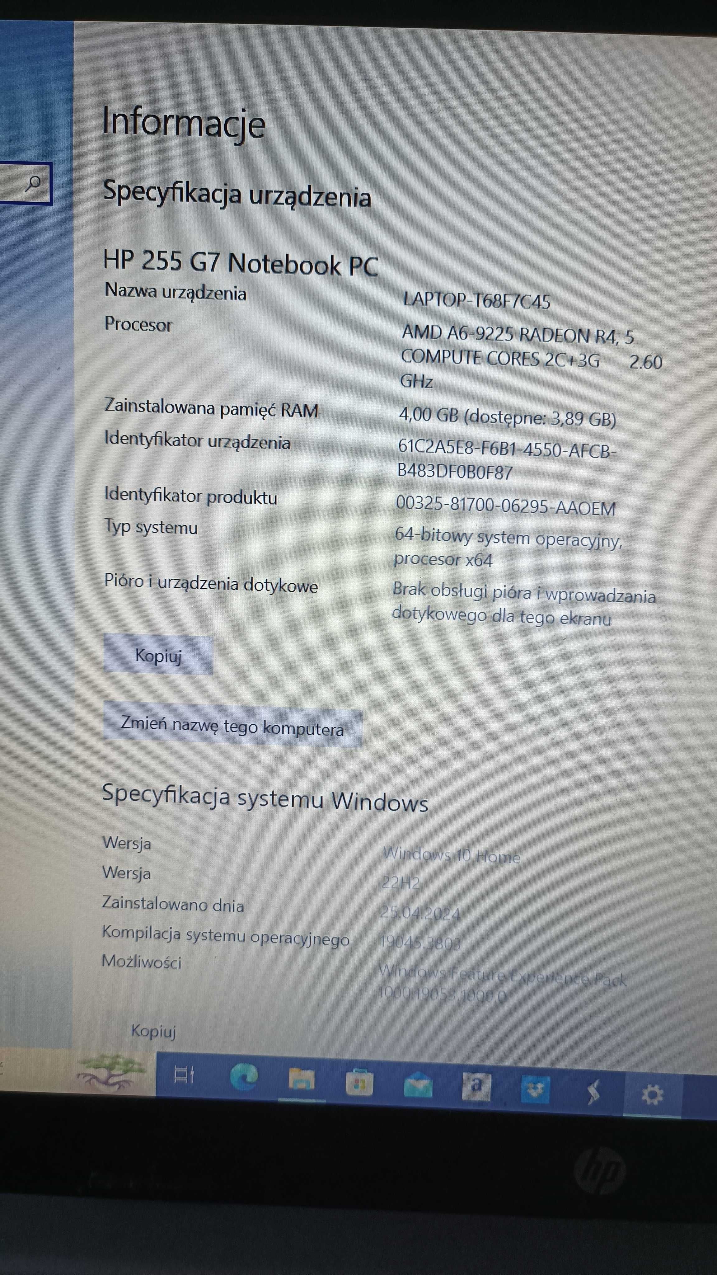 Laptop HP 255 G7