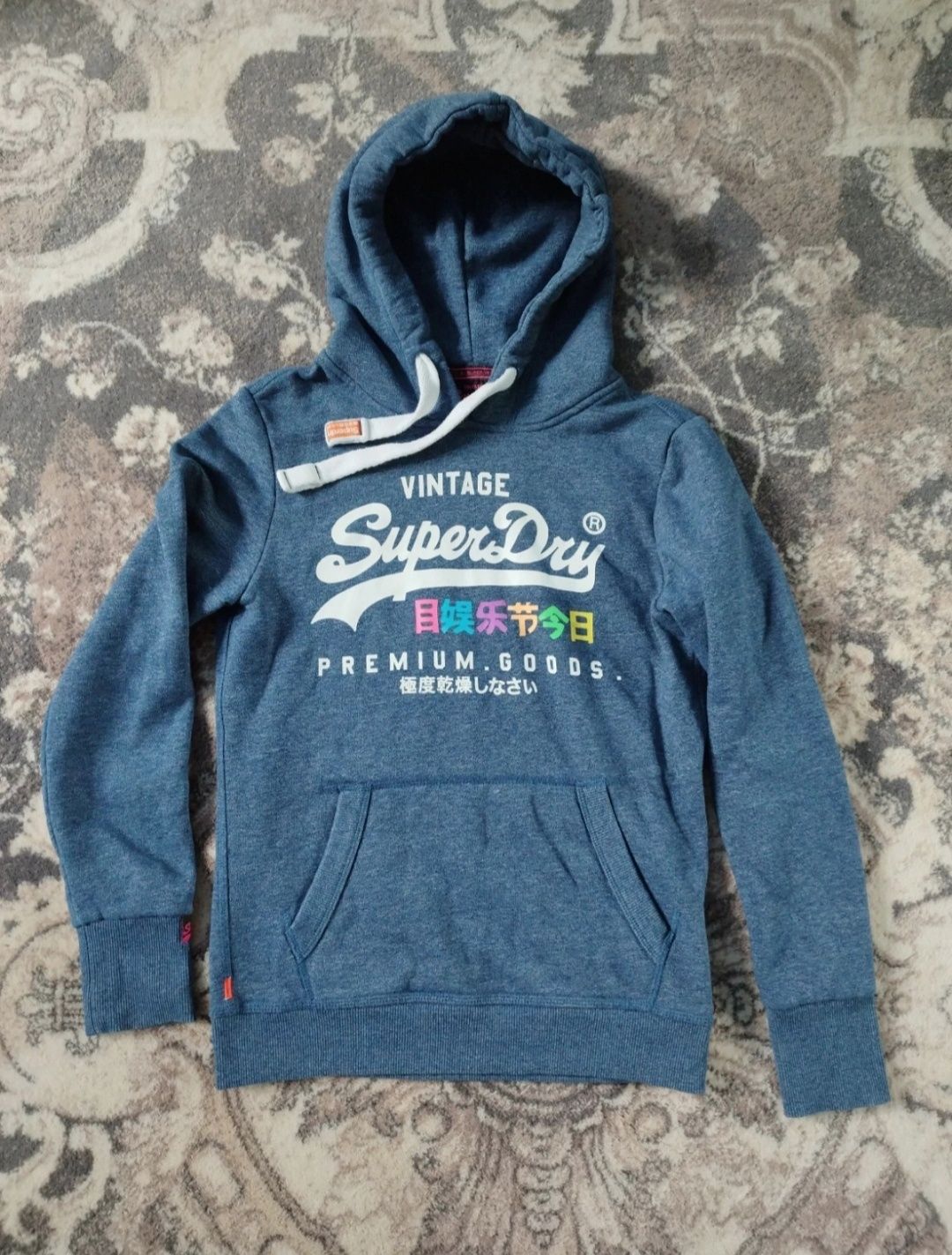 Vintage Superdry granatowa ciepła  bluza na lekkim misiu