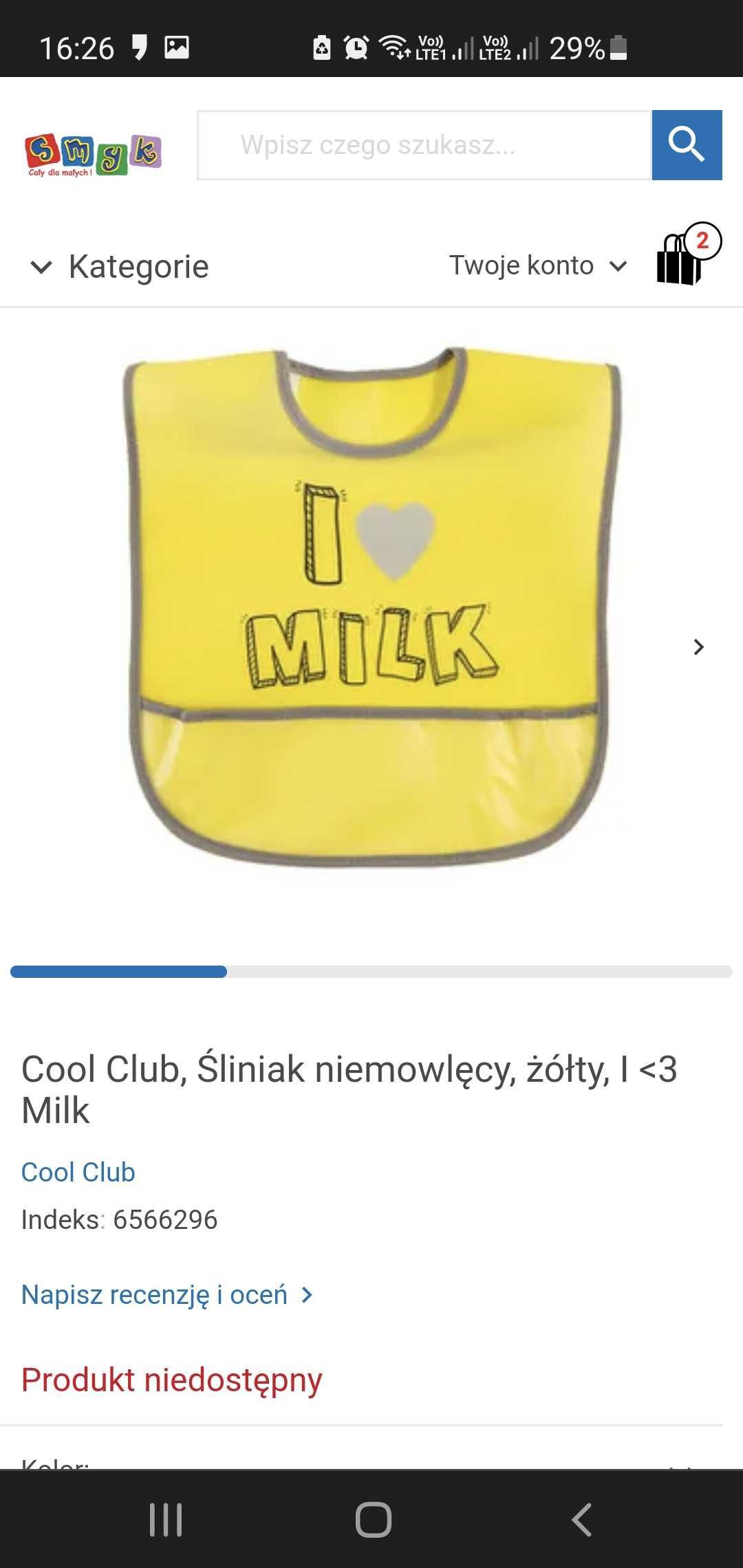 Śliniak cool club i love Milk smyk