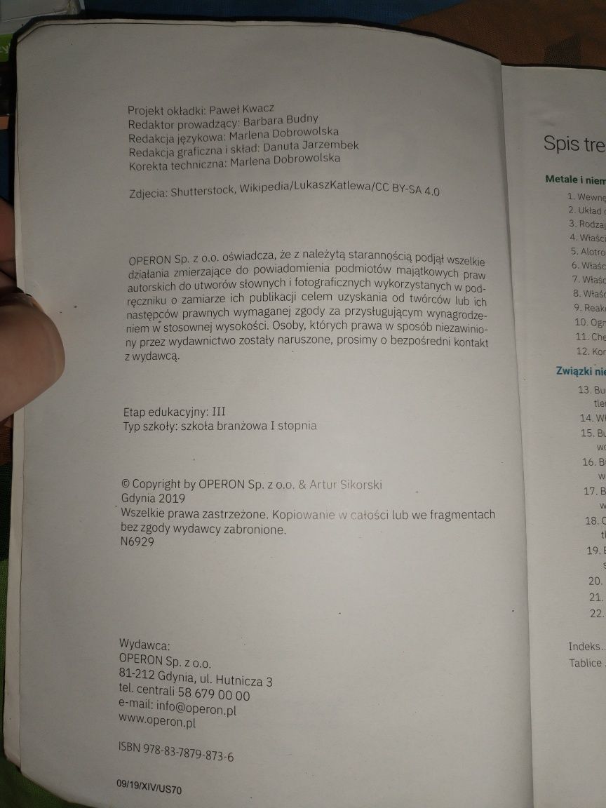 Chemia operon kl. 1