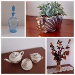 Loiças, vidros antigos e peças decorativas dos anos 20 aos 70