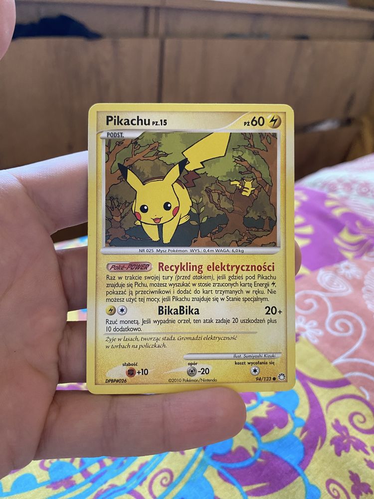 Pikachu pz.15 polska edycja rarytas mięra karty pokemon