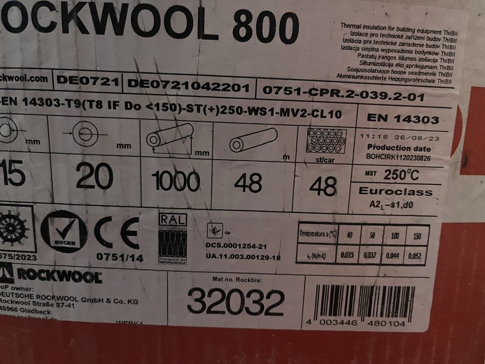 Rockwool 800 Otulina Izolacja na Rury Armaflex 19mm 25mm Pianka