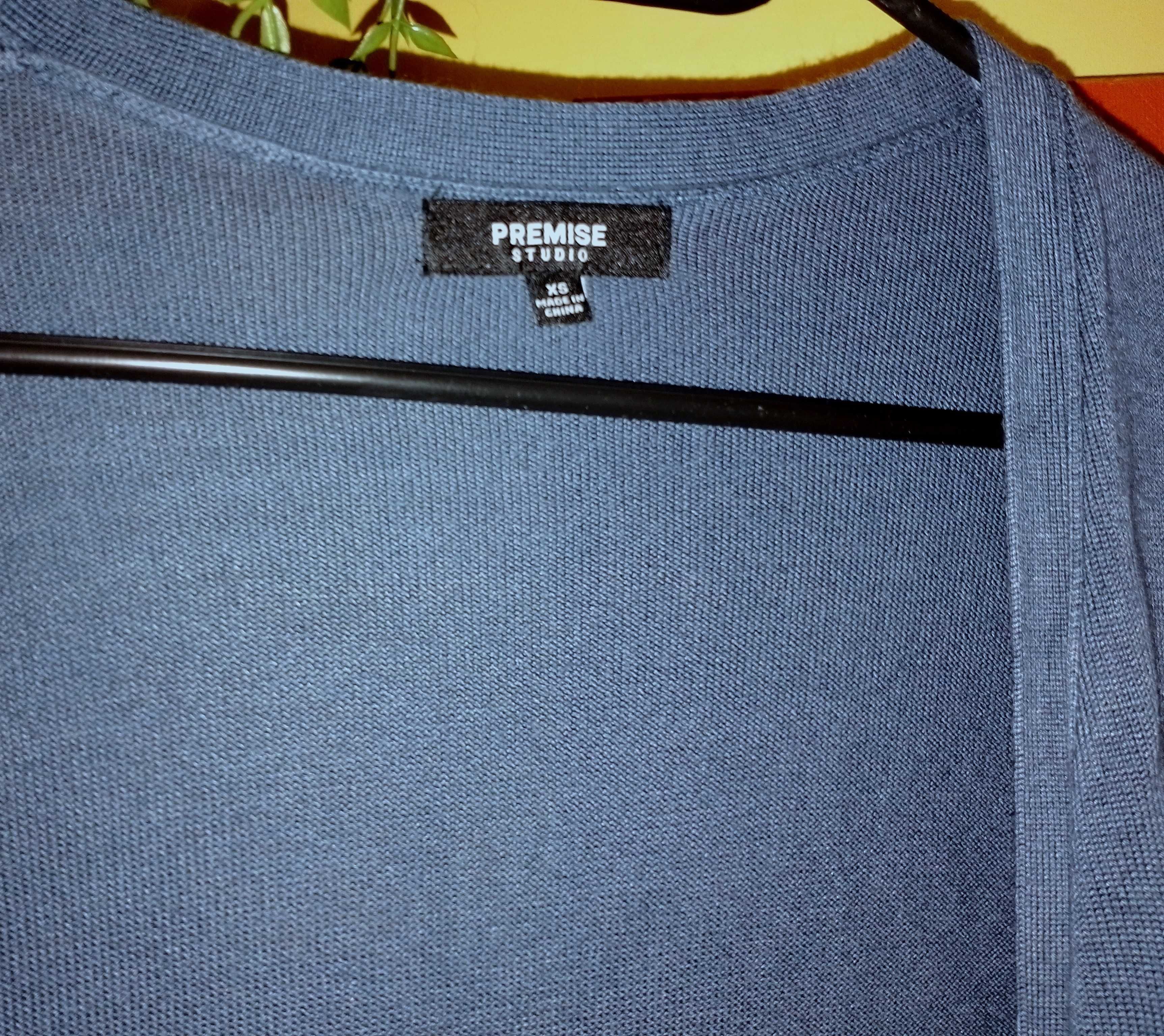 nowy sweter 34/36 XS S kardigan narzutka niebieski