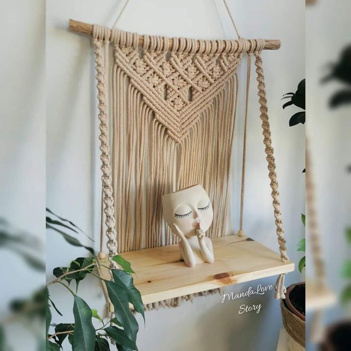 Sowa Makrama ręcznie robiona.