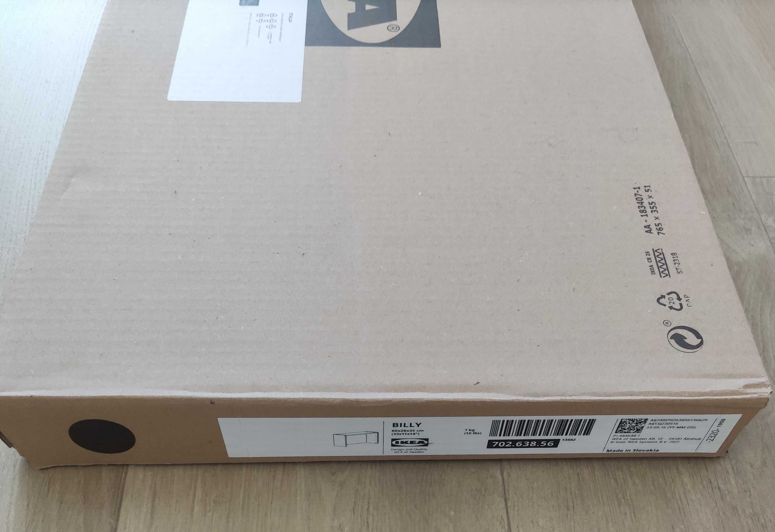 IKEA BILLY nadstawka, czarna  imit. dębu, 80x28x35 cm
